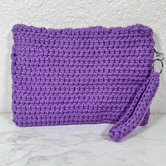 Purple Crochet Wristlet Clutch - Picture 2 of 10